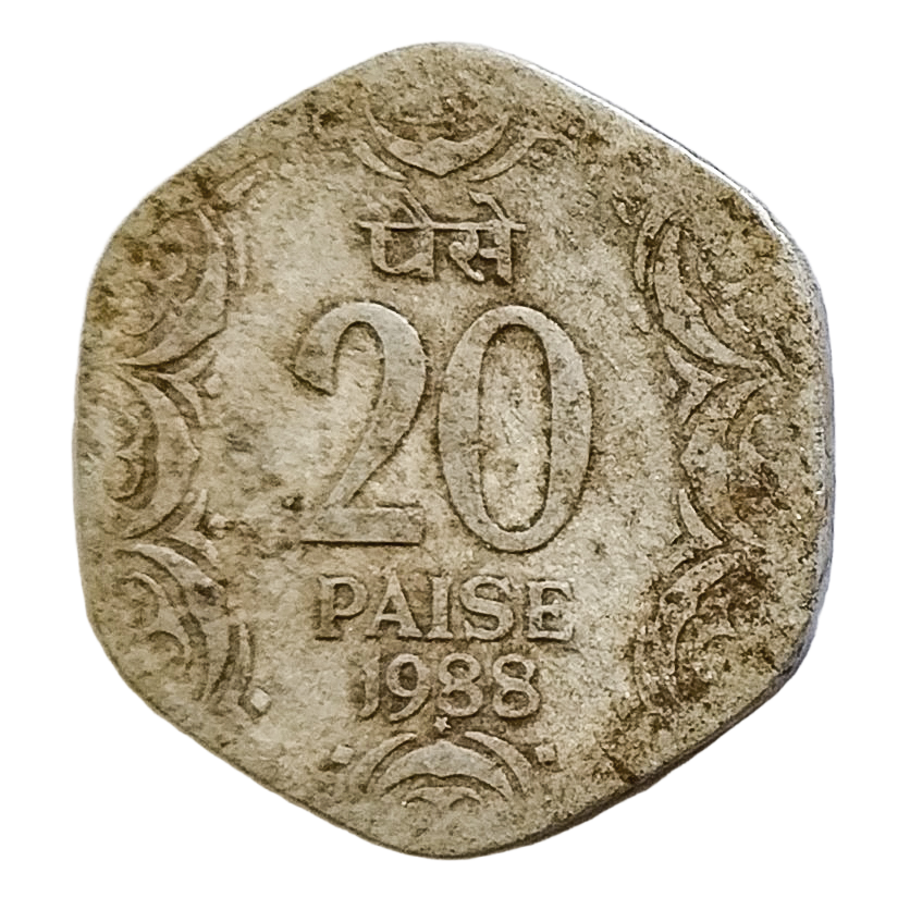 20 PAISE - 1988 - HYDERABAD MINT - REPUBLIC INDIA COIN