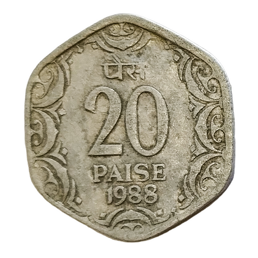 20 PAISE - 1988 - KOLKATA MINT - REPUBLIC INDIA COIN