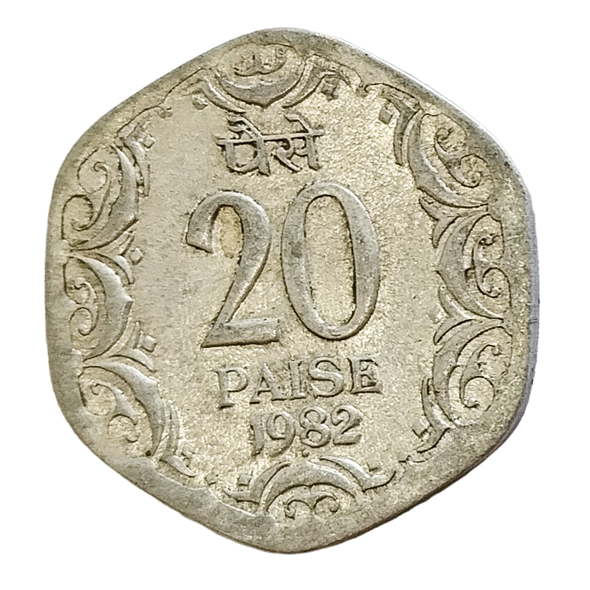 20 PAISE - 1982 - BOMBAY MINT - REPUBLIC INDIA COIN - ERROR COIN