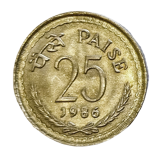 25 PAISE - 1986 - KOLKATA MINT - REPUBLIC INDIA COIN - ERROR COIN