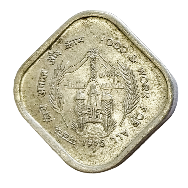 5 PAISE - 1976 - BOMBAY MINT - REPUBLIC INDIA COIN - FOOD & WORK FOR ALL COIN